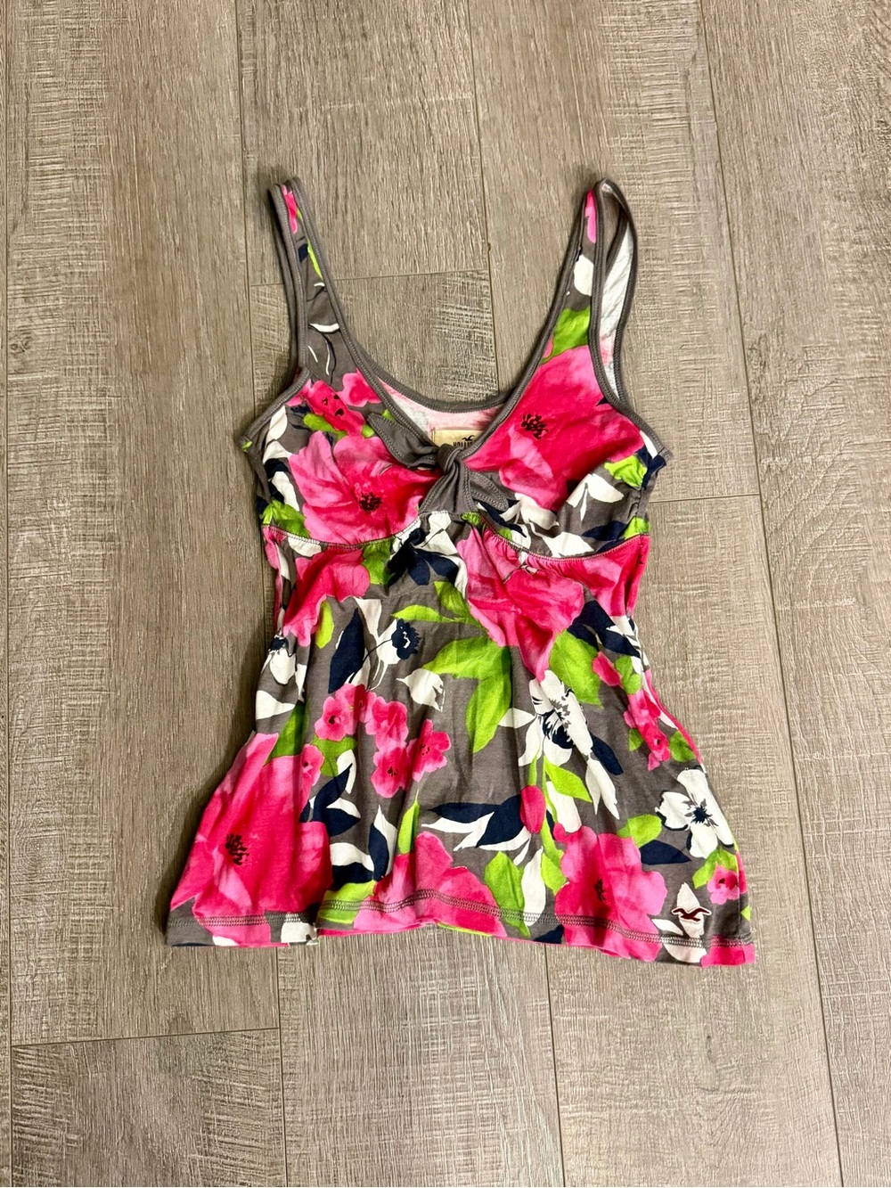 Hollister Vintage Floral Twist-Front Y2K Empire waist babydoll Tank Top